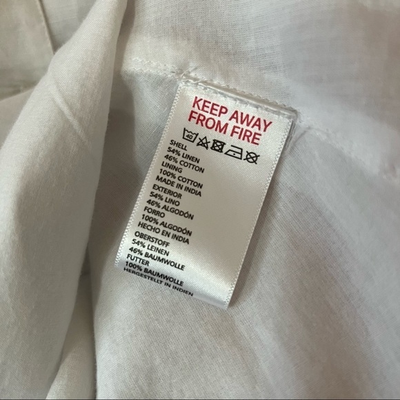 Urban Outfitters | Linen Button Down Front Strappy Back Mini Dress White Size S - Picture 13 of 14